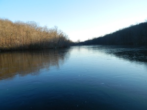 An bystander view of the frozen reservior